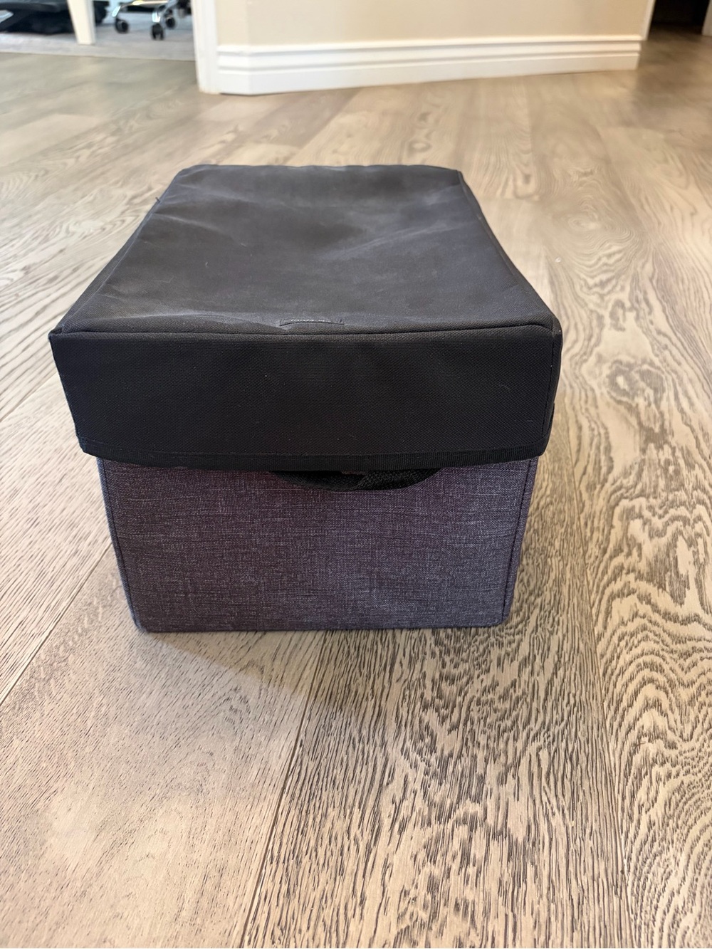 Thirty-One Gifts Black and Charcoal Fabric Storage Box with Lid - Home Org.